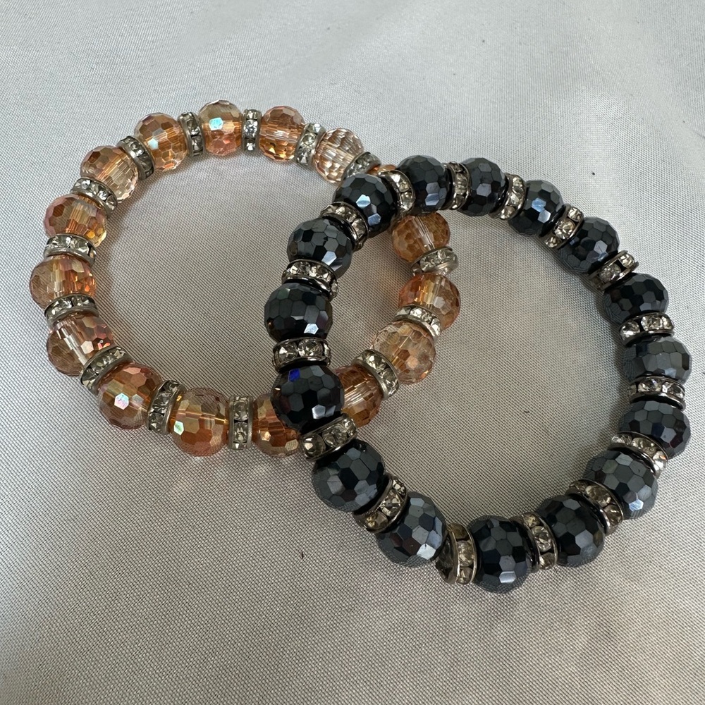 Two vintage bead stretch bracelets